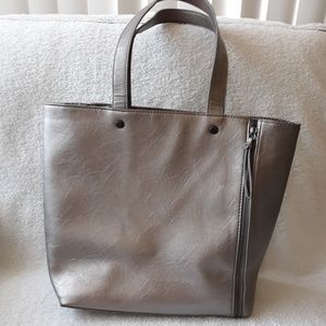 Neiman Marcus Large Tote Bag Metallic Silver